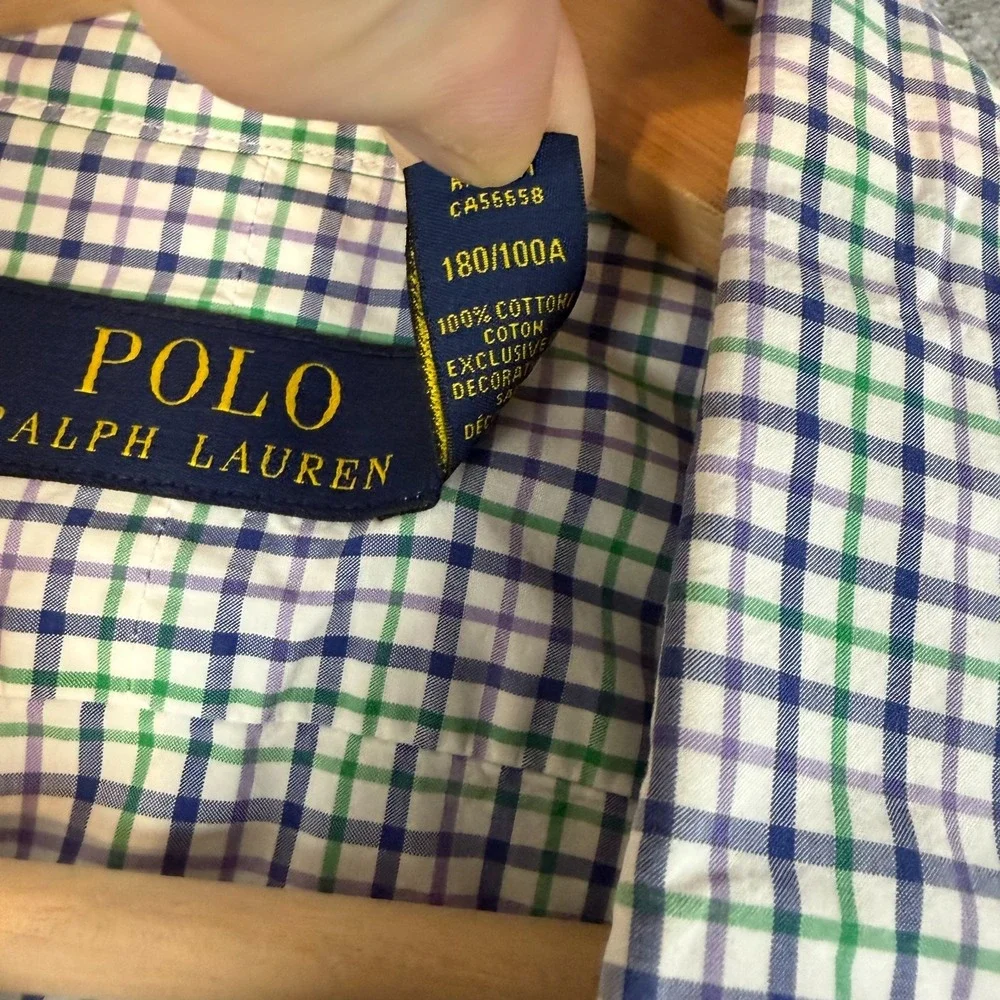 Polo Ralph Lauren Shirt Button Up Mens Large Classic Fit Check Plaid